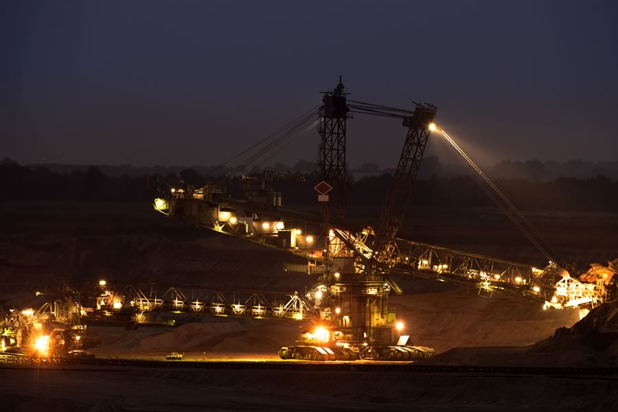 Light pollution from machinery operating during night hours