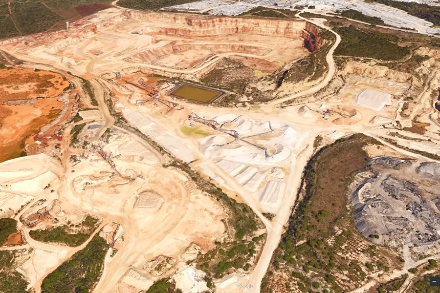 An aerial view of the Vulcan Materials gravel quarry, very similar to the proposed Comal County Vulcan quarry