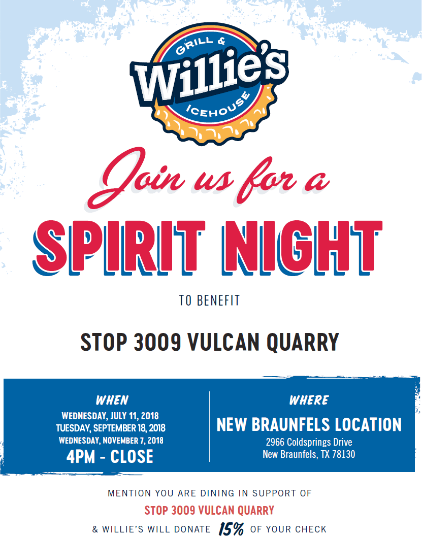Willie’s Spirit Night: Stop Vulcan