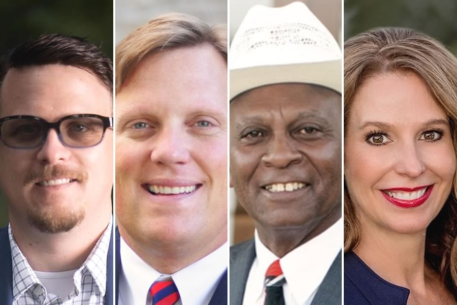 2022 candidates for Texas State Representative, House District 73: Justin Calhoun, Barron Casteel, George Green, Carrie Isaac